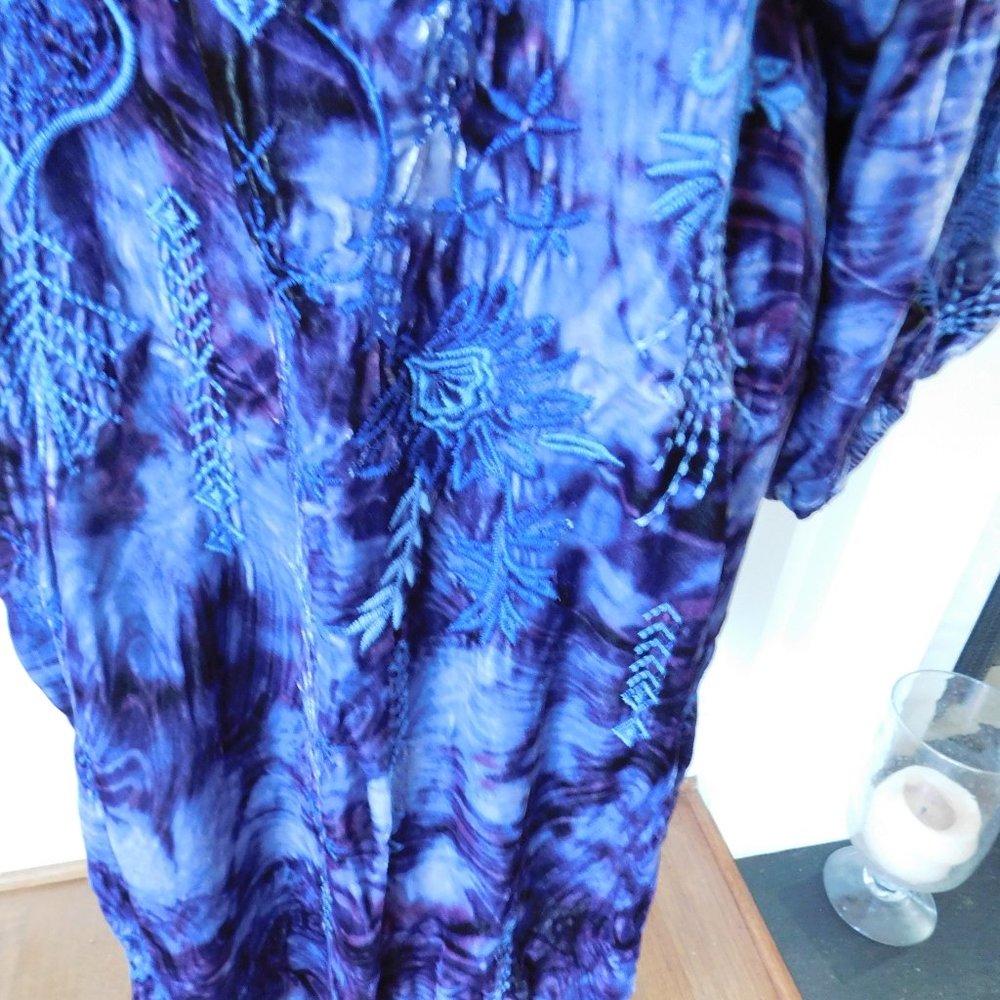 NWT JOHNNY WAS Blue Azure Velvet Dress - Picture 3 of 4